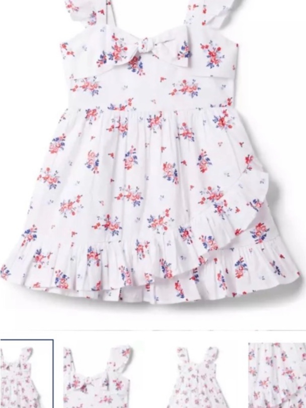 Janie and Jack White Floral Ruffle Sundress - Pink & Blue